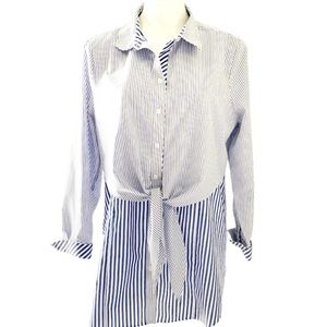 Chico’s Blue & White Stripe No Iron Boyfriend Tunic Size 2.5